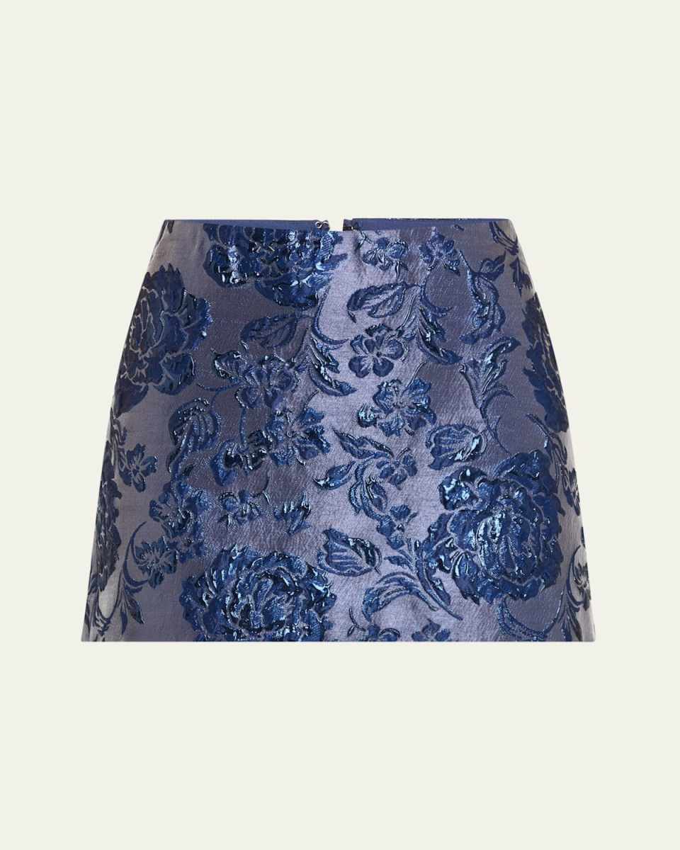 Elana Metallic Floral Mini Skirt